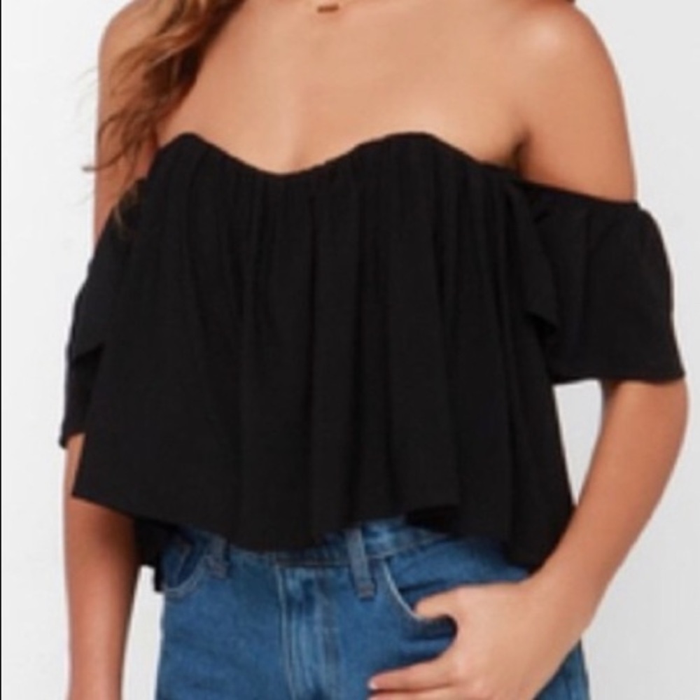 Black off shoulder crop top